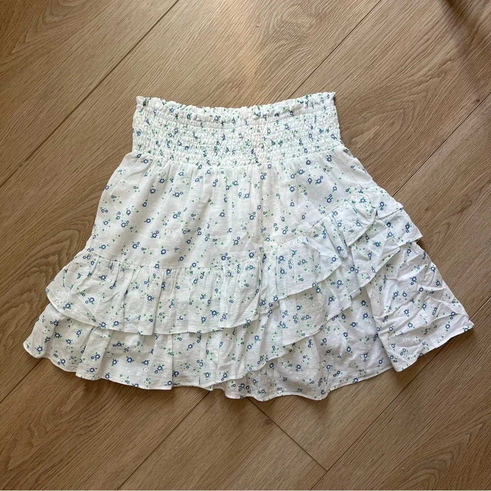 The Shirt By Rochelle Behrens Floral Smocked Mini Skirt